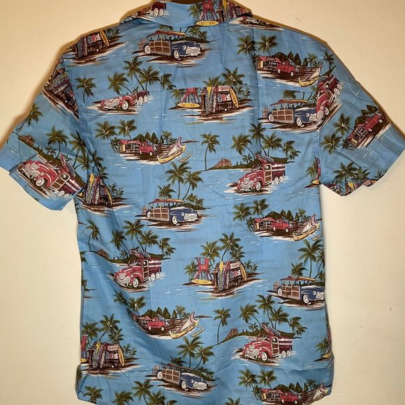 PJ Paul Jones Mens Blue Tropical Hawaiian Short Sleeve Button Up Shirt Small - Picture 8 of 8